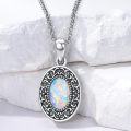 wholesale 925 Sterling Silver Oval Opal Vintage Filigree Flower Photo Locket Pendant Necklace Gifts for Women-0-1