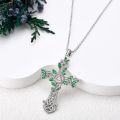 wholesale 925 Sterling Silver Celtic Knot Green Leaf Cross Pendant Necklace Religious s for Women and Men-0-3