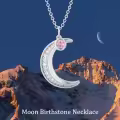 TOUPOP 925 Silver Tourmaline Moon Necklace October Birthstone Gift-0-2