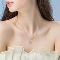 wholesale 925 Sterling Silver Moon Crescent Lotus Necklace Wholesale With Crystal Accents-0-1