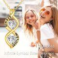 wholesale 14K Yellow Gold Moissanite Infinity Sister Necklace for Women, Sparkling Jewelry Gift-0-2