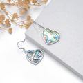 wholesale 925 Sterling Silver Platinum Plated Heart Starfish Abalone Shell Diamond Drop Earrings-0-2