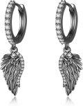wholesale Sterling Silver Gold Rose Gold Black Angel Wing Dangle Earrings for Women-0-5