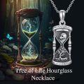 wholesale 925 Sterling Silver Memento Mori Tree Of Life Skull Hourglass Pendant Necklace-0-2