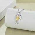 wholesale 925 Sterling Silver Gold & Sterling Silver Sunflower Initial Necklace with CZ Charm, Personalized Gift for Women-0-2