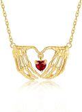 wholesale 14K Gold Skeleton Hands Heart Ruby Pendant Necklace for Women Mom Lover Gift-0-0