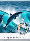 TOUPOP Sterling Silver Blue Crystal Dolphin Pendant Necklace-0-1