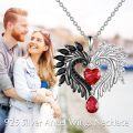 wholesale 925 Sterling Silver Heart Pendant with Wings and Red Stone Necklaces for Women Gothic Style Jewelry-0-1