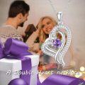 wholesale TOUPOP Valentines Gifts Jewelry For Women Amethyst Necklace Sterling Silver Double Heart Pendant Necklace With February Birthstone Birthday Christmas Jewelry Gifts For Women -0-4