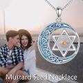 wholesale 925 Sterling Silver Celtic Knot Star of David with Mustard Seed Charm Pendant Necklace for Women Girls Christian Faith  45cm Chain Length-0-4