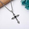 wholesale 925 Sterling Silver Black Gothic Inverted Cross Pendant with Rose and Stones Necklaces for Women-0-2