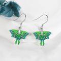 wholesale 925 Sterling Silver Green Enamel Luna Moth Earrings for Women-0-4
