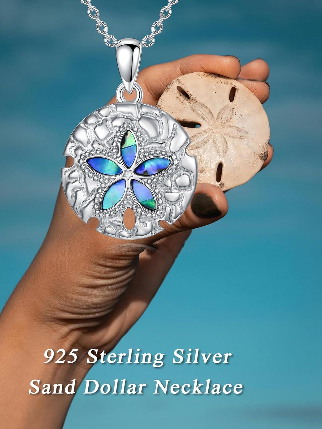 Sterling Silver Starfish Sand Dollar Ocean Animal Necklace-0-6
