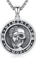 wholesale 925 Sterling Silver Memento Mori Skull Pendant Necklace with Roman Numerals and Crosses - Protection Jewelry for Men-0-0