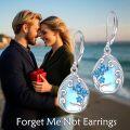 wholesale 925 Sterling Silver Teardrop Moonstone Earring with Blue Flower and Tree Design-0-4