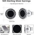 wholesale 925 Sterling Silver Black Onyx Round Stud Earrings - Vintage Style Jewelry for Women and Men-0-1