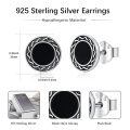 wholesale 925 Sterling Silver Black Onyx Round Stud Earrings - Vintage Style Jewelry for Women and Men-0-1