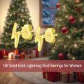 wholesale 14K Solid Gold Lightning Stud Earrings, Hypoallergenic Elegant Jewelry for Women-0-1