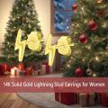 wholesale 14k Yellow Gold Lightning Bolt Stud Earrings For Women-0-1