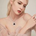 wholesale 925 Sterling Silver Black Obsidian Triangle Pendant Necklace  for Women Men Gothic s-0-1