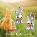 wholesale 925 Sterling Silver Rabbit Carrot Stud Earrings for Girls and Women-0-5