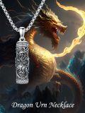 wholesale 925 Sterling Silver Dragon Cylinder Keepsake Pendant with Funnel and Spatula Set - Memorial Jewelry for Ashes Cremation Urns Necklaces-0-1