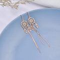 wholesale 925 Sterling Silver Threader Earrings with Dreamcatcher Leaf and Chain Drops for Women-0-1