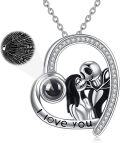 wholesale Nightmare Necklace Sterling Silver Crystal Jack And Sally Necklace Skull Necklaces Birthday Christmas Gifts -0-0