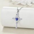 wholesale 925 Sterling Silver Birthstone Cross Pendant Necklace for Women-0-1