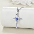 wholesale 925 Sterling Silver Birthstone Cross Pendant Necklace for Women-0-1