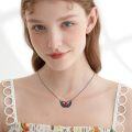 wholesale Black  Heart-Shaped CZ Skeleton Hands with Red Stone Pendant Necklace-0-1