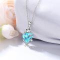 wholesale 925 Sterling Silver Blue Topaz Heart-Shaped Frog Pendant Necklace with Black CZ Eyes - Birthday s for Her-0-1