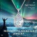 wholesale 925 Sterling Silver Teardrop Moonstone Tree of Life Pendant Necklace with Star Charm - Family s for Women-0-4