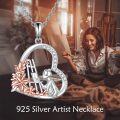 wholesale 925 Sterling Silver Floral Guitarist Pendant Necklace for Women Christmas Gift-0-4