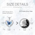 wholesale 925 Sterling Silver Blue Crystal Butterfly & Heart Pendant Necklace for Women-0-4