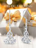 wholesale TOUPOP Celtic Earrings 925 Sterling Silver Celtic Knot Dangle Drop Earrings Irish Vintage Celtic Jewelry Gifts For Women Birthday Anniversary -0-5