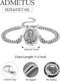 wholesale 925 Sterling Silver Padre Pio Medal Charm Bracelet with Infinity Link Chain for Men Women (Adjustable)-0-1