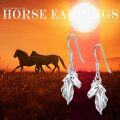 wholesale 925 Sterling Silver Hypoallergenic Dangle Horse Head Drop Earrings for Women-0-5