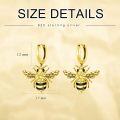 wholesale 925 Sterling Silver Honeybee Hoop Earrings with Yellow Crystal and Black Enamel Accents for Women Girls Gift Idea-0-4