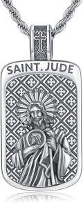 wholesale 925 Sterling Silver Saint Jude Pendant Necklace for Men Women Catholic Christian s 36 Chain-0-0