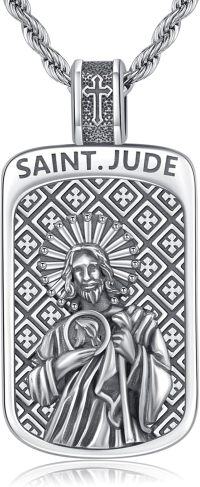 wholesale 925 Sterling Silver Saint Jude Pendant Necklace for Men Women Catholic Christian s 36 Chain-03 Saint Jude