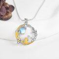 wholesale 925 Sterling Silver Moon & Rabbit Pendant Necklace with Opal Stone - Perfect Easter or Mother's Day Gift for Her-0-2