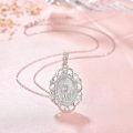 wholesale 925 Sterling Silver Virgin Mary Pendant Necklace with Cubic Zirconia and Chain - Religious Jewelry for Women (Miraculous Medal)-0-4