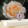 wholesale  Sterling Silver Birthstone Angel Wing Cross Rose Heart Cremation Urn Necklace for Women with Funnel Kit ( chars)-0-5