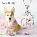 wholesale 925 Sterling Silver Corgi Love You Forever Heart Pendant Necklace-0-5