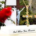 wholesale 14K Gold Green Crystal Flower Vine Cross Pendant Necklace for Women Gifts for Mom Wife Lover-0-5