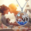 wholesale 925 Sterling Silver Dolphin Palm Tree Ocean Wave Beach Pendant Necklace for Women-0-5