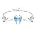 wholesale 925 Sterling Silver Butterfly Opal Charm Bracelet-0-0