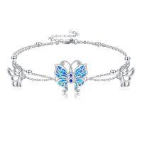 wholesale 925 Sterling Silver Butterfly Opal Charm Bracelet-Butterfly