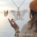 wholesale 925 Sterling Silver Heart and Butterfly Memorial Keepsake Pendant with Chain - Cremation Jewelry for Ashes Holder Necklace-0-5